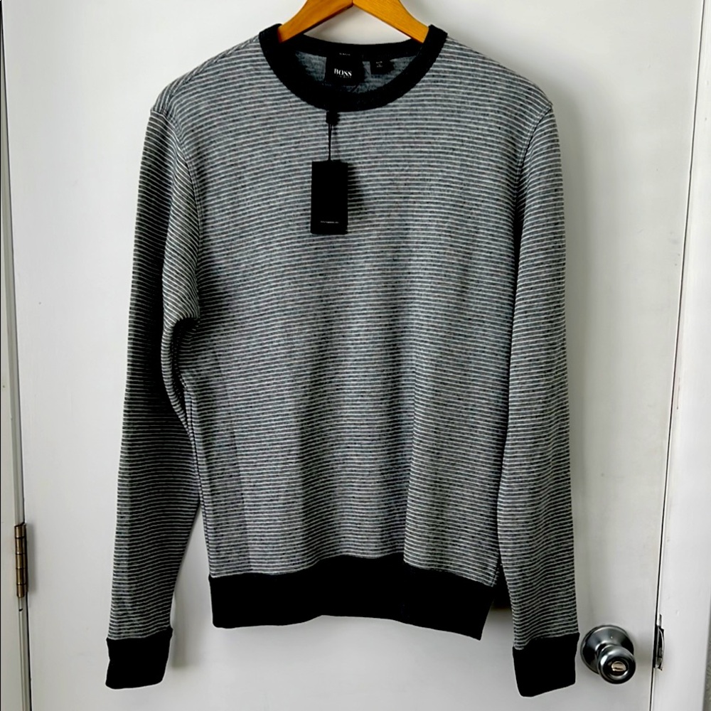 Hugo Boss Gray Striped Crewneck Sweater - No longer NWT